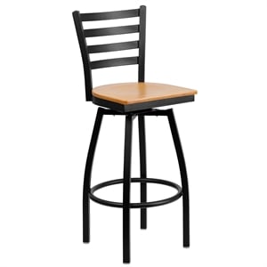 Flash Furniture Hercules 30&quot Swivel Metal Bar Stool in Black and Natural