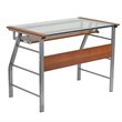 Flash Furniture Glass Top Computer Desk in Cherry and Silver
