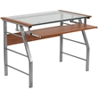 Flash Furniture Glass Top Computer Desk in Cherry and Silver