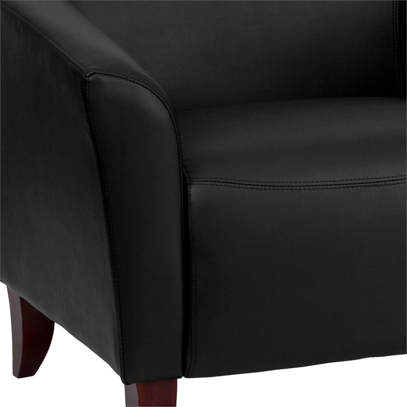 Flash Furniture Hercules Imperial Leather Accent Chair in Ivory and Cherry