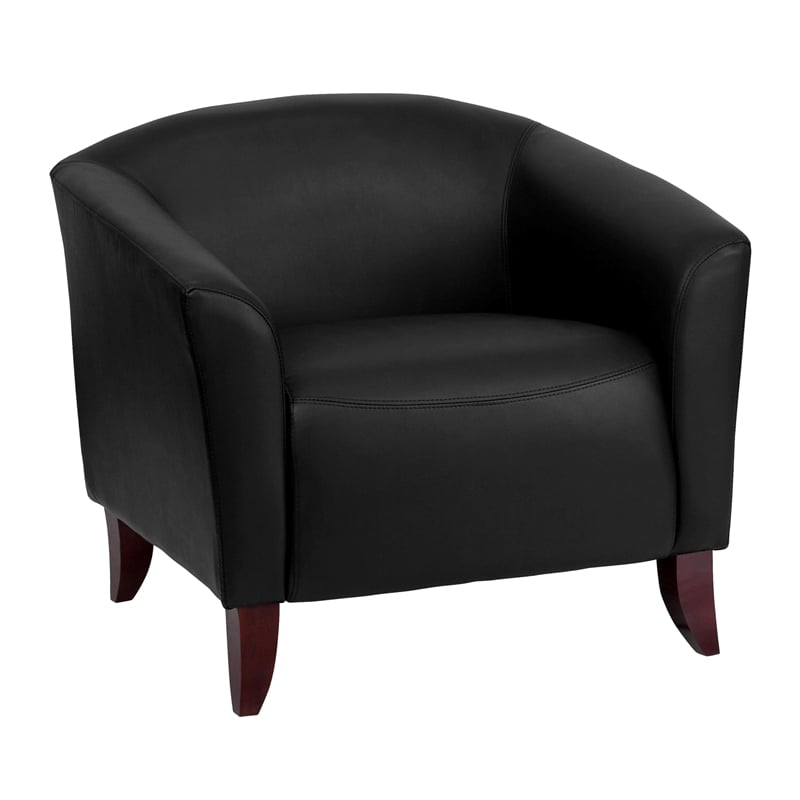 Flash Furniture Hercules Imperial Leather Accent Chair in Ivory and Cherry