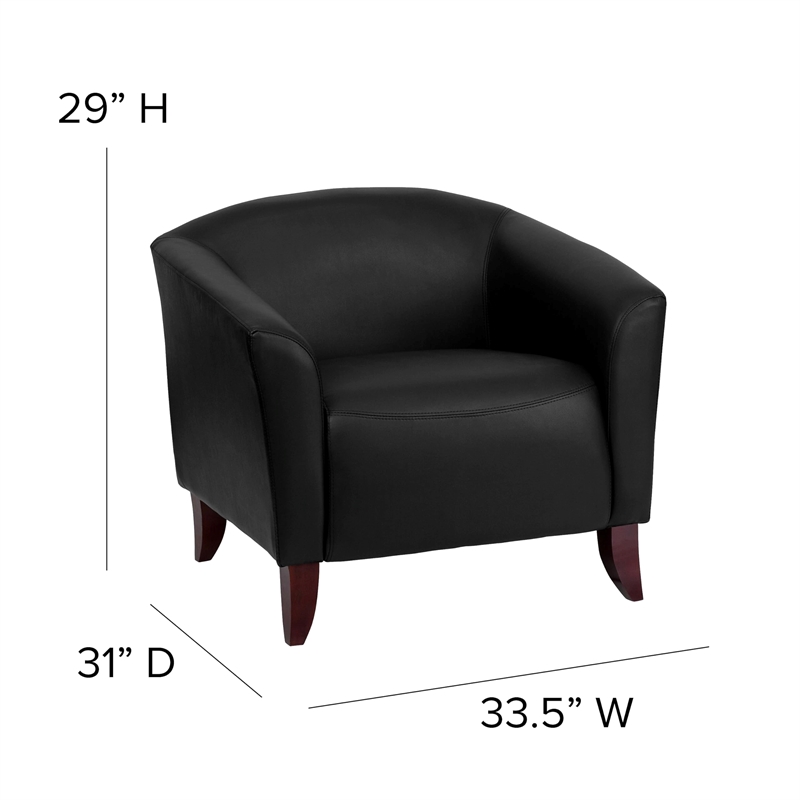Flash Furniture Hercules Imperial Leather Accent Chair in Ivory and Cherry