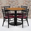 Flash Furniture 36Rd Laminate Table Set In Natural Top Burgundy Vinyl Seat
