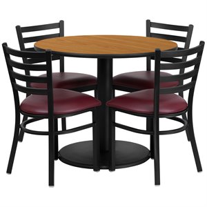 flash furniture 36rd laminate table set in natural top burgundy vinyl seat
