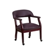Flash Furniture Leather ArmGuest Chair with Casters in Burgundy