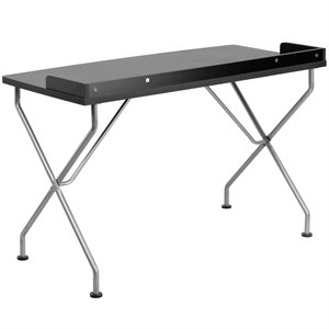 flash furniture contemporary laminate top silver framed computer desk with back border
