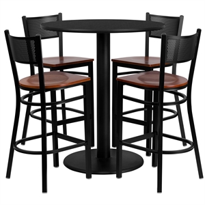 Flash Furniture Clark 36&quot RD Laminate Table w/ 4 Metal Barstools