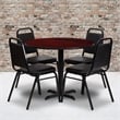 Flash Furniture 36Rd Laminate Table Set-Bnqt In Mahogany Top Black Vinyl Seat