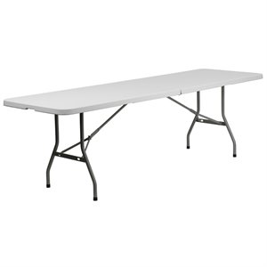 flash furniture contemporary commercial grade plastic bi-fold table in granite white