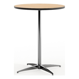 Flash Furniture 24&quot Round Adjustable Cocktail Table in Natural and Chrome