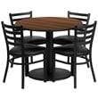 Flash Furniture 36Rd Laminate Table Set In Walnut Top Black Vinyl Seat