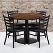 Flash Furniture 36Rd Laminate Table Set In Walnut Top Black Vinyl Seat