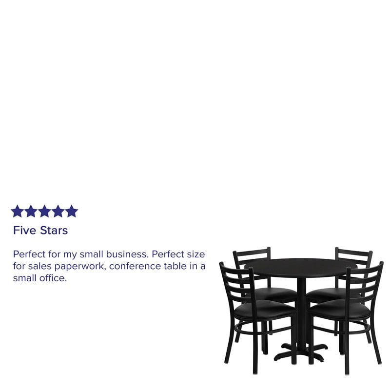 Flash Furniture 36Rd Laminate Table Set In Black Top Black Vinyl Seat