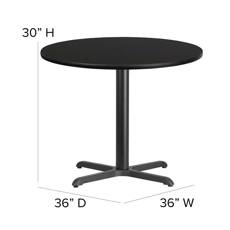 Flash Furniture 36Rd Laminate Table Set In Black Top Black Vinyl Seat