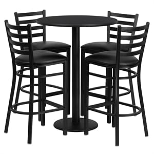 Flash Furniture Jamie 30&quot RD Laminate Table & 4 Metal Barstools