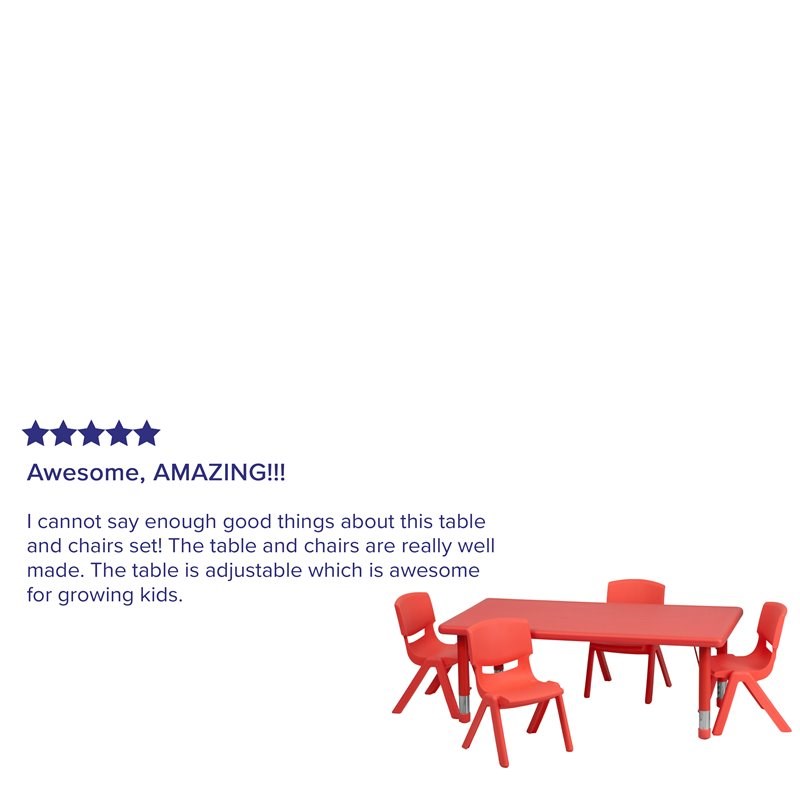 Flash Furniture 5 Piece Rectangular Activity Table Set in Red