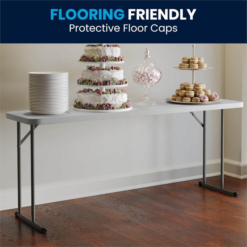 Flash Furniture Waterproof Plastic/Metal Folding Training Table in Granite White