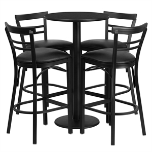 Flash FurnitureJamie24&quot Round Black Laminate Table & 4 Metal Barstools