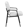 Flash Furniture Leather Guest Chair in White with Black Frame Finish