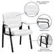 Flash Furniture Leather Guest Chair in White with Black Frame Finish