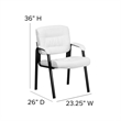 Flash Furniture Leather Guest Chair in White with Black Frame Finish