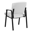 Flash Furniture Leather Guest Chair in White with Black Frame Finish