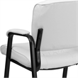 Flash Furniture Leather Guest Chair in White with Black Frame Finish