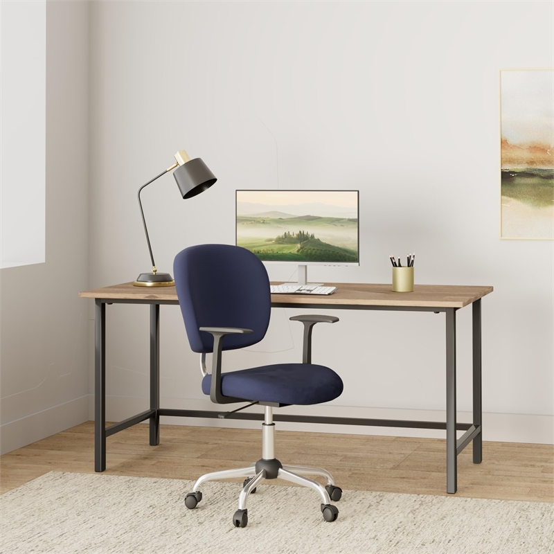 Flash Furniture Mid-Back Mesh Office Swivel Chair with Arms in Navy