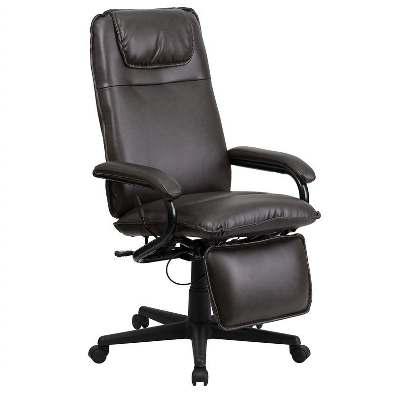 Flash Furniture High Back Leather Reclining Office Chair in Brown