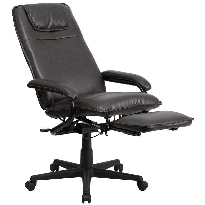 Flash Furniture High Back Leather Reclining Office Chair in Brown