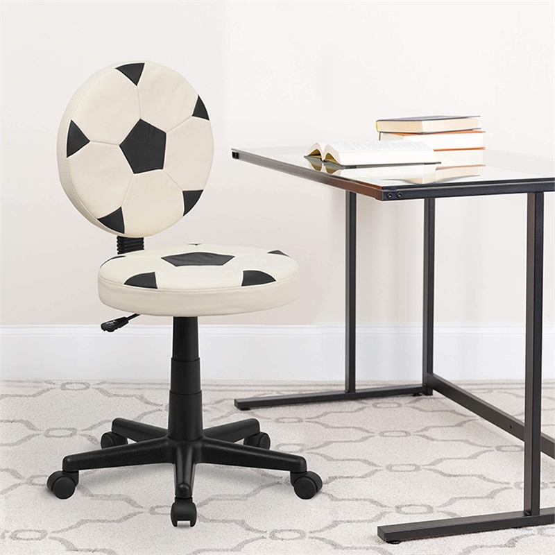 Flash Furniture Soccer Office Swivel Chair in Black and White