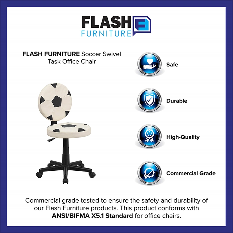 Flash Furniture Soccer Office Swivel Chair in Black and White