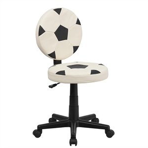 flash furniture soccer themed faux leather office swivel chair in black and white