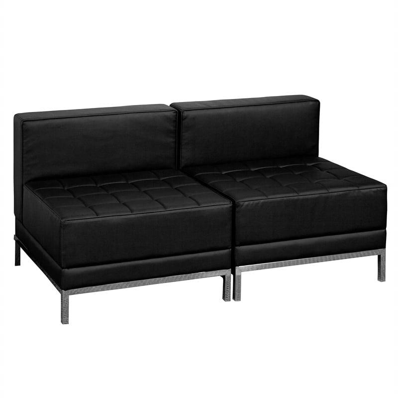 Flash Furniture 2 Piece Black LeatherSoft Modular Lounge Set with Ganging Clips