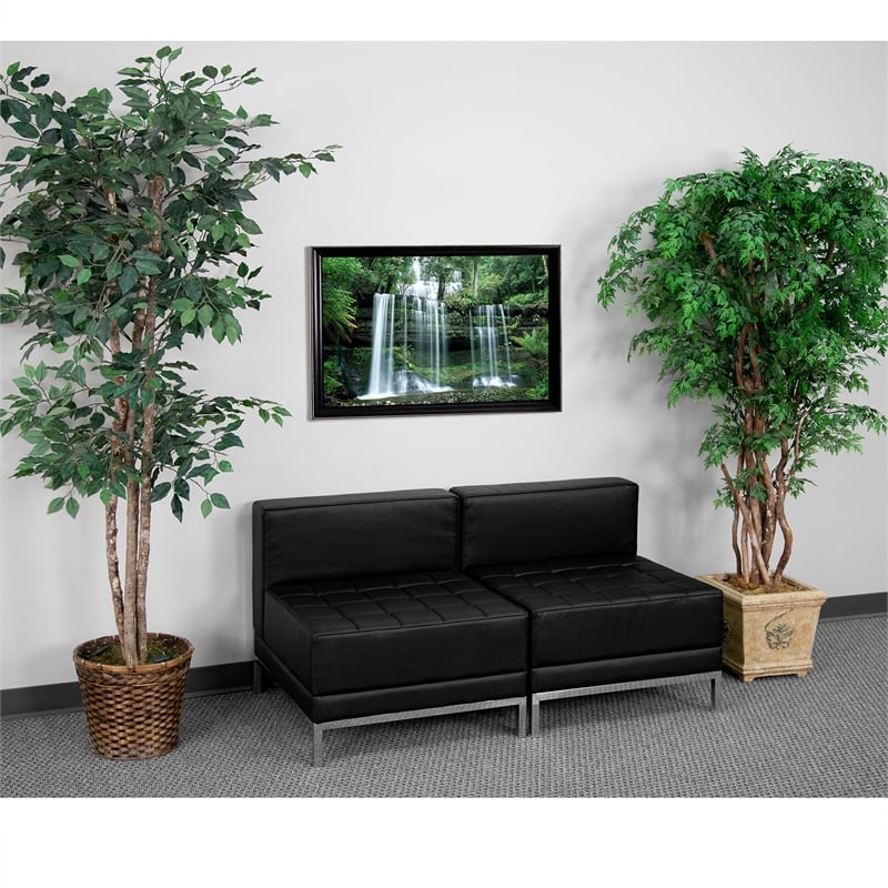 Flash Furniture 2 Piece Black LeatherSoft Modular Lounge Set with Ganging Clips