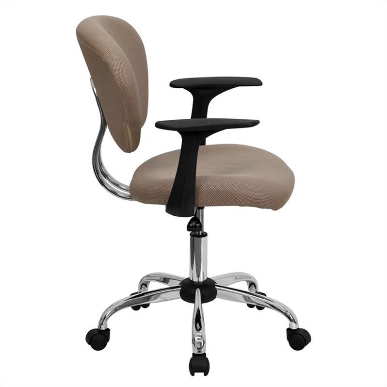 Flash Furniture Mid-Back Mesh Office Swivel Chair with Arms in Coffee Brown
