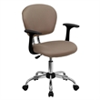 Flash Furniture Mid-Back Mesh Office Swivel Chair with Arms in Coffee Brown