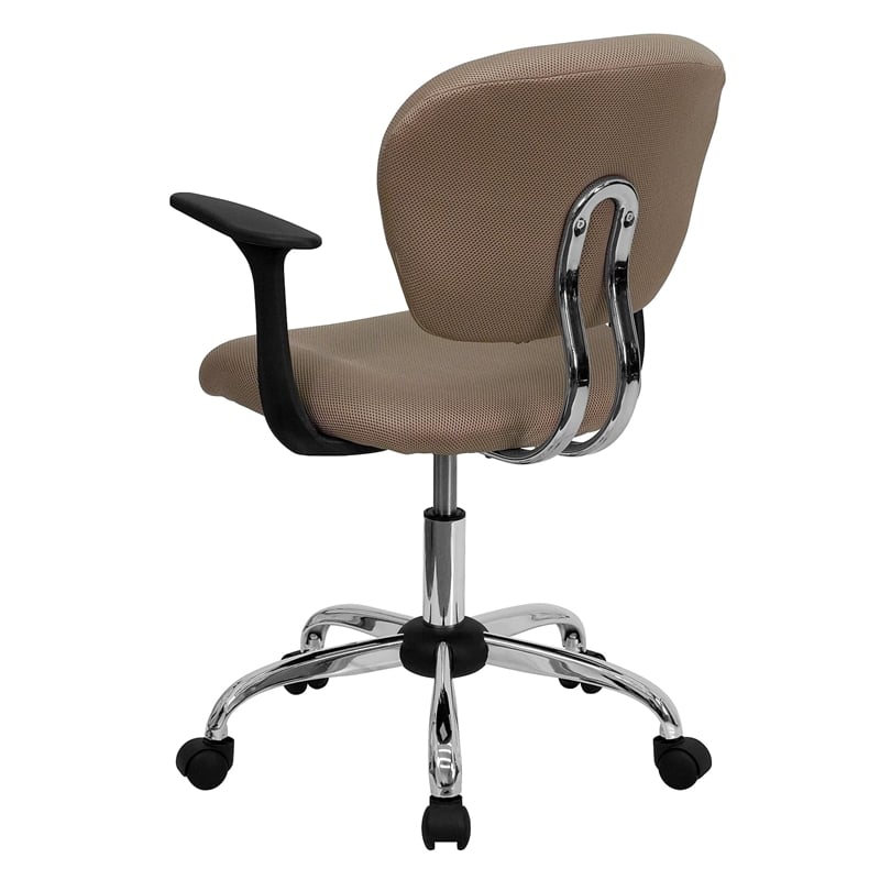 Flash Furniture Mid-Back Mesh Office Swivel Chair with Arms in Coffee Brown