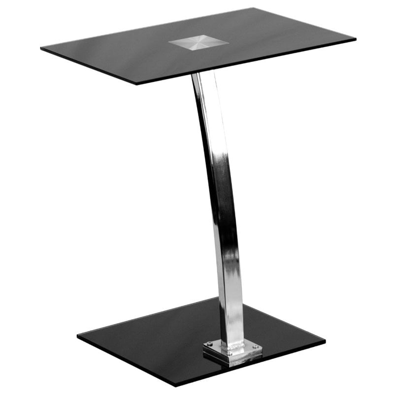 Flash Furniture Glass Top Laptop Stand in Black and Chrome
