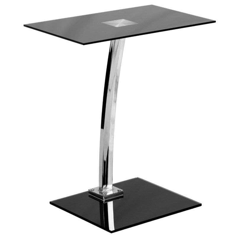 Flash Furniture Glass Top Laptop Stand in Black and Chrome