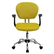 Flash Furniture Mid-Back Mesh Office Swivel Chair with Arms in Yellow