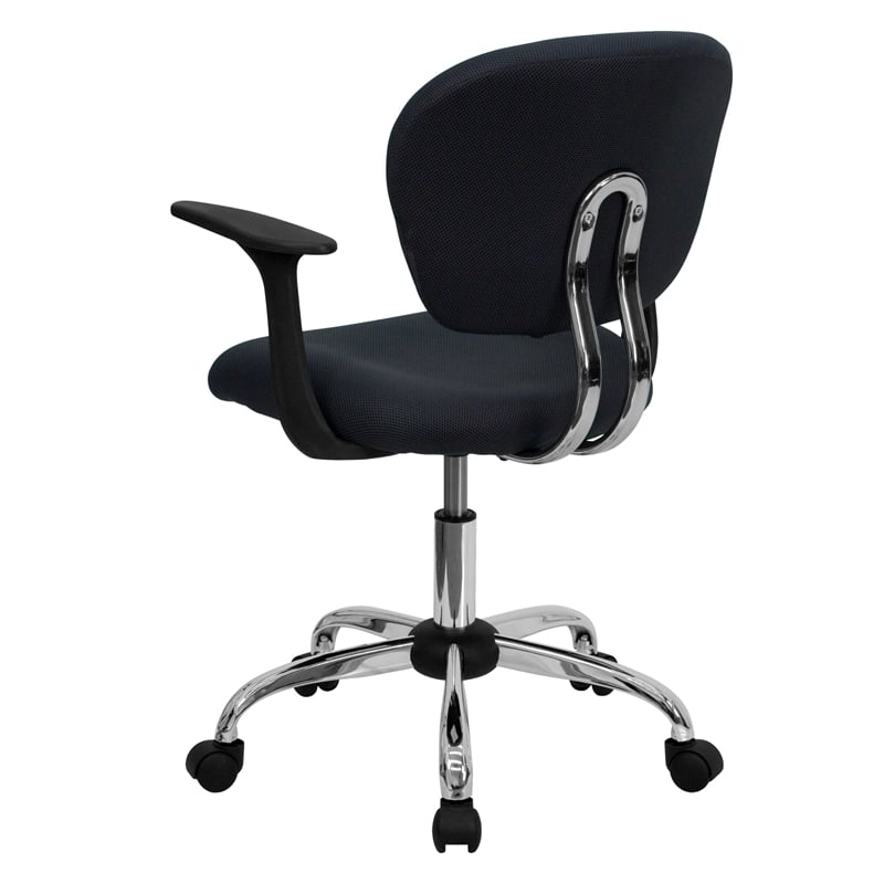Flash Furniture Mid-Back Mesh Office Swivel Chair with Arms in Gray