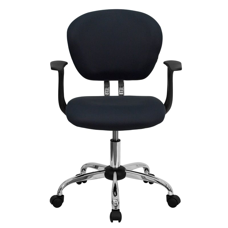 Flash Furniture Mid-Back Mesh Office Swivel Chair with Arms in Gray