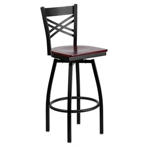 Flash Furniture Hercules 30&quot Swivel Metal Bar Stool in Mahogany and Black