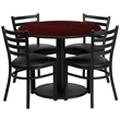 Flash Furniture 36Rd Laminate Table Set In Mahogany Top Black Vinyl Seat