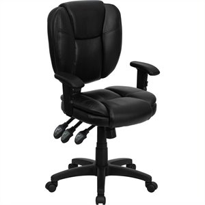 flash furniture mid back multifunction ergonomic leather upholstered office swivel chair in black