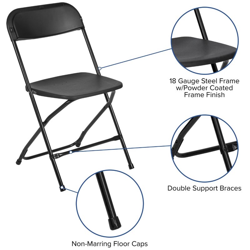 Flash Furniture Hercules Plastic Folding Chair in Black