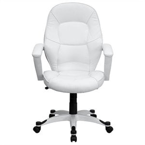 Flash Furniture Mid-Back Leather Executive Office Chair in White