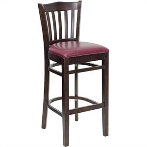 Flash Furniture Hercules 31&quot Bar Stool in Walnut with Burgundy Seat