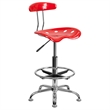 Flash Furniture Vibrant Drafting Chair Seat in Red and Chrome